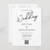Minimalistisch script legant QR Code Weddenschap Uitnodiging Briefkaart (Voorkant / Achterkant)