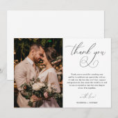 Minimalistisch script legant Wedding Bedankkaart (Voorkant / Achterkant)