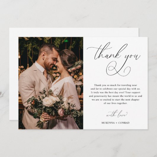 Minimalistisch script legant Wedding Bedankkaart (Voorkant / Achterkant)