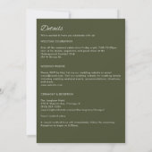 Minimalistisch Script Leger Green All-in-One Weddi Kaart (Achterkant)