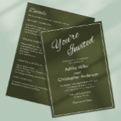 Minimalistisch Script Leger Green All-in-One Weddi Kaart