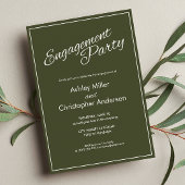 Minimalistisch Script Leger Green Engagement Party Kaart