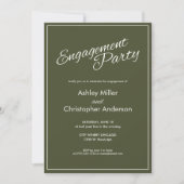 Minimalistisch Script Leger Green Engagement Party Kaart (Voorkant)