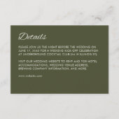 Minimalistisch Script Leger Green Wedding Informatiekaartje (Voorkant)