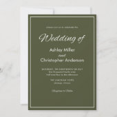 Minimalistisch Script Leger Green Wedding Kaart (Voorkant)