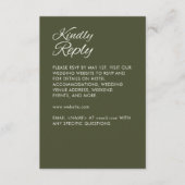 Minimalistisch Script Leger Green Wedding RSVP Kaartje (Voorkant)