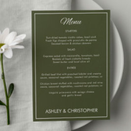 Minimalistisch Script Leger Groene bruiloft recept Menu
