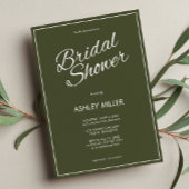 Minimalistisch script Legergroen Vrijgezellenfeest Kaart