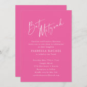 Minimalistisch Script Leuk Hot Pink Modern Bat Mit Kaart (Voorkant / Achterkant)