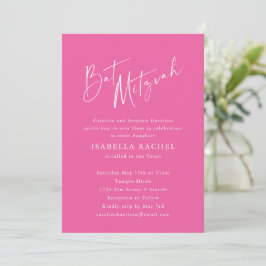 Minimalistisch Script Leuk Hot Pink Modern Bat Mit Kaart