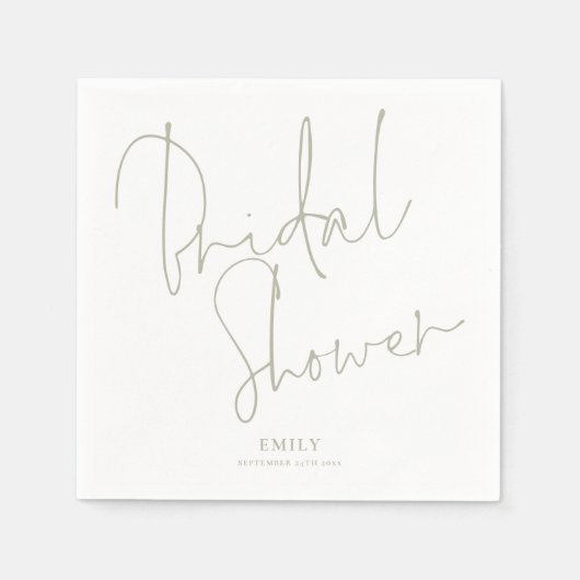 Minimalistisch Script Light Sage Name Vrijgezellen Servet (Voorkant)