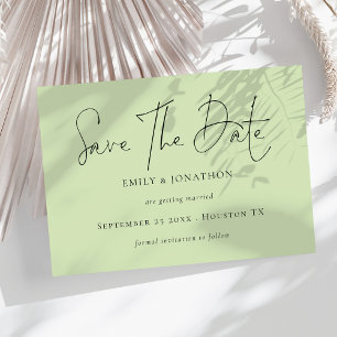 Minimalistisch Script Limoen Cream Green Save the  Date