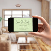 Minimalistisch Script Limoen Cream Green Save the Date