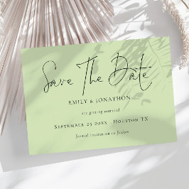 Minimalistisch Script Limoen Cream Green Save the  Save The Date