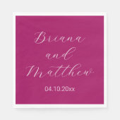 Minimalistisch script magenta bruiloft servet (Voorkant)