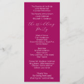 Minimalistisch script Magenta Wedding Program Programmakaart (Achterkant)