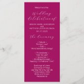 Minimalistisch script Magenta Wedding Program Programmakaart (Voorkant)