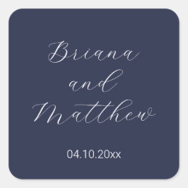 Minimalistisch script marineblauw vierkante sticker