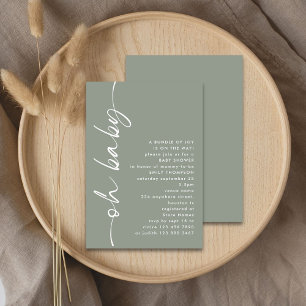 Minimalistisch script Meisje of Jongen Sage Oh Bab Kaart