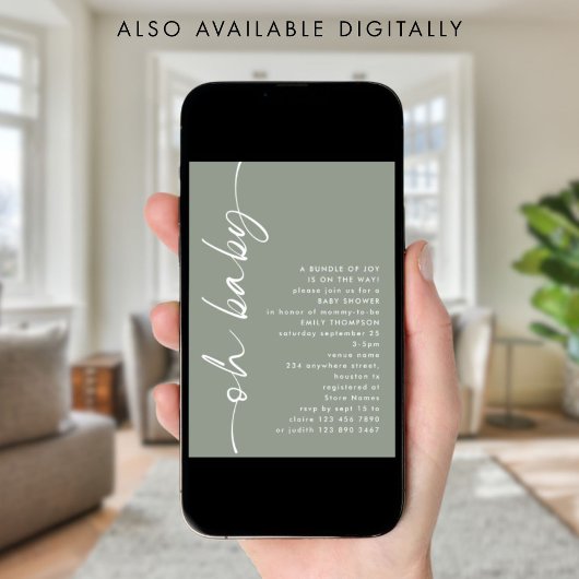 Minimalistisch script Meisje of Jongen Sage Oh Bab Kaart