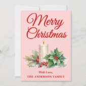 Minimalistisch script Merry Christmas Blush Pink Feestdagenkaart (Voorkant)