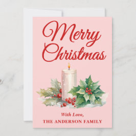 Minimalistisch script Merry Christmas Blush Pink Feestdagenkaart