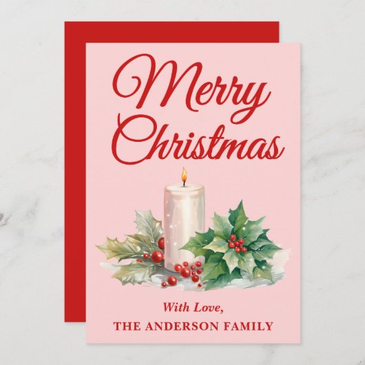 Minimalistisch script Merry Christmas Blush Pink Feestdagenkaart (Voorkant / Achterkant)