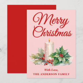 Minimalistisch script Merry Christmas Blush Pink Feestdagenkaart