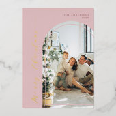 Minimalistisch Script Merry Christmas Foto Dusty P Folie Feestdagenkaart (Voorkant)