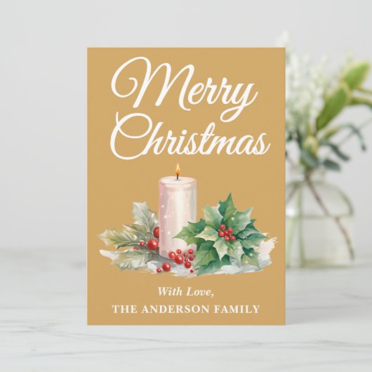 Minimalistisch script Merry Christmas Gold Feestdagenkaart (Staand voorkant)