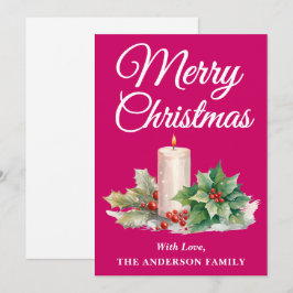 Minimalistisch script Merry Christmas Magenta Feestdagenkaart