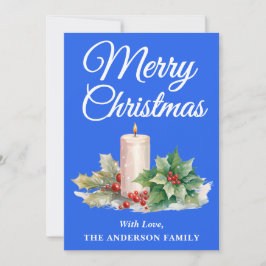 Minimalistisch script Merry Christmas Royal Blue Feestdagenkaart