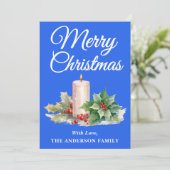 Minimalistisch script Merry Christmas Royal Blue Feestdagenkaart (Staand voorkant)