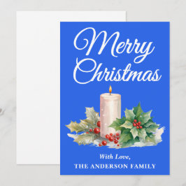 Minimalistisch script Merry Christmas Royal Blue Feestdagenkaart