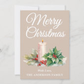 Minimalistisch script Merry Christmas Taupe Feestdagenkaart (Voorkant)