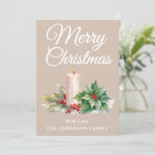 Minimalistisch script Merry Christmas Taupe Feestdagenkaart (Staand voorkant)