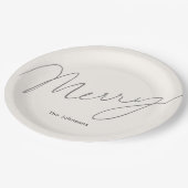 Minimalistisch Script Merry Cream White Papieren Bordje (Gekanteld)