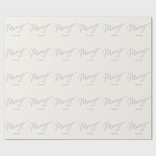 Minimalistisch Script Merry Cream White Vakantie Cadeaupapier (Vlak)