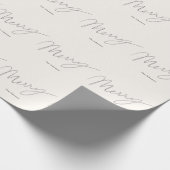 Minimalistisch Script Merry Cream White Vakantie Cadeaupapier (Hoek)