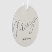Minimalistisch Script Merry Cream White Vakantie Ornament (voorkant)