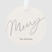 Minimalistisch Script Merry Cream White Vakantie Ornament (voorkant)