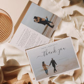 Minimalistisch script met 2 fotocollage bruiloft bedankkaart