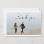 Minimalistisch script met 2 fotocollage bruiloft bedankkaart (Voorkant)