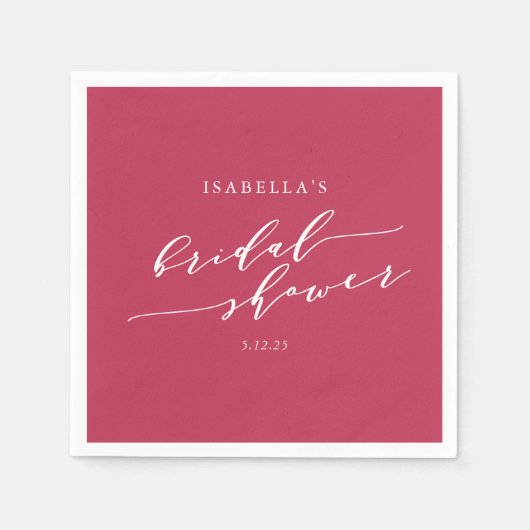 Minimalistisch script met magenta Vrijgezellenfees Servet (Voorkant)