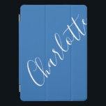 Minimalistisch script met persoonlijke naam Frans  iPad Pro Cover<br><div class="desc">Minimalistisch Script Typografie-naam in het Franse Blauwe en Witte iPad-tas</div>