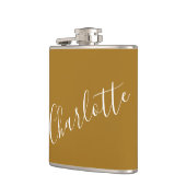 Minimalistisch script met persoonlijke naam Ochre  Heupfles (Links)