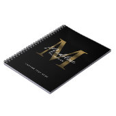 Minimalistisch Script Metallic Black Gold Monogram Notitieboek (Linkerzijde)