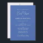 Minimalistisch script Modern Bat Mitzvah Cute Blue Kaart<br><div class="desc">Aangepaste minimalistische scriptblauwe Cute Modern Bat Mitzvah Uitnodiging</div>