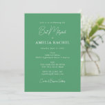 Minimalistisch script Modern Bat Mitzvah Kelly Gre Kaart<br><div class="desc">Eigen minimalistische script Kelly Green Modern Bat Mitzvah Uitnodiging</div>