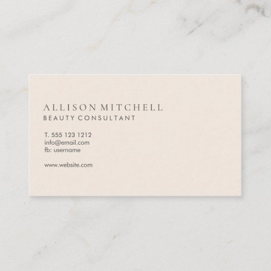 Minimalistisch Script Modern Beige Visitekaartje (Achterkant)